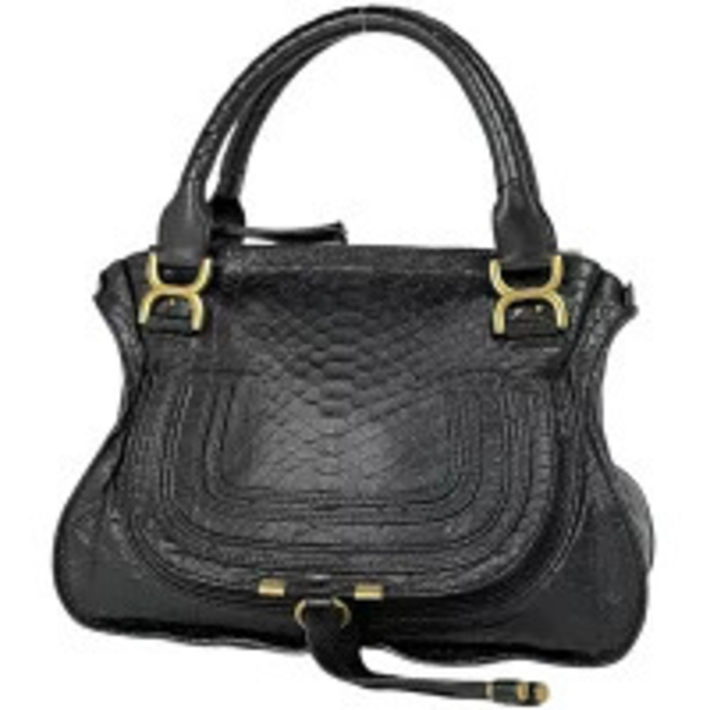 Chloe Marcie Handbag Python Leather Black